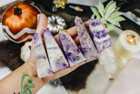 Crystal Amethyst Chevron Obelisks (300–400g)