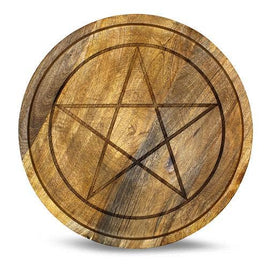 30cm - Mango Wood Pentagram Crystal Grid Tray