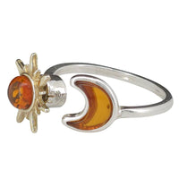 Sun And Moon Amber Adjustable Spinner Ring