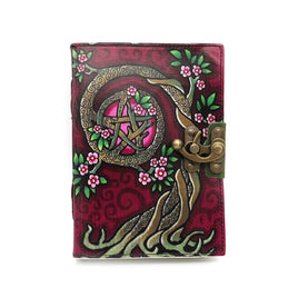 Pentacle Blank Leather Journal - Embossed Pink (5 x 7 in.)