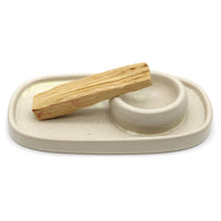 Antique Cream Ceramic Palo Santo Burner (6.5 in.)