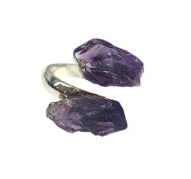 Amethyst Point Silver-Plated Adjustable Wrap Ring