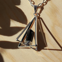 Silver Plated Pyramid Tourmaline Pendant