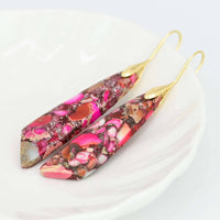 Pink/Red Regalite Dangle Earrings
