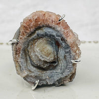 Silver Chalcedony Galaxy Druzy Crystal Ring