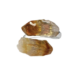 Citrine Point Silver-Plated Adjustable Wrap Ring