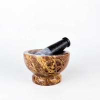 Soapstone Pentacle Carved Mortar & Pestle (4"D)