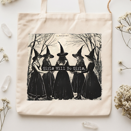 "Witchy Girls Will Be Girls" Tote Bag - Cotton