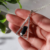 Silver Plated Pyramid Tourmaline Pendant