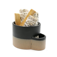 Black & Brown Ceramic Burner w/ Match Slot