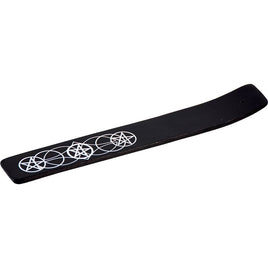 Black Pentacle Painted Wooden Incense Holder - 10"