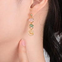 Mismatched Three Stone Drop Earrings