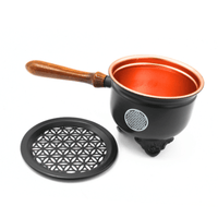 Flower of Life Cauldron with Wooden Handle & Lid