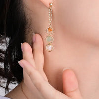 Mismatched Three Stone Drop Earrings