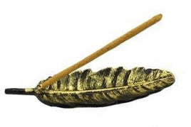 Golden Metal Narrow Leaf Incense / Smudge Burner