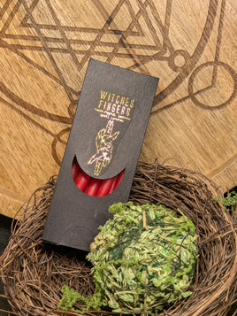 Red Witches Finger Beeswax Spell Candles 4"
