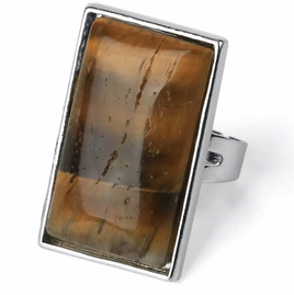 Tigers Eye Flat Adjustabke Ring