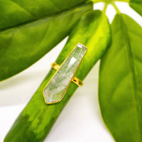 8 - Moonstone Bar Brass Ring