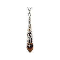 Tiger Eye Pointed - Stainless Steel Findings Necklace