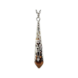 Tiger Eye Pointed - Stainless Steel Findings Necklace