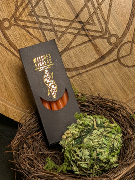 Orange Witches Finger Beeswax Spell Candles 4"