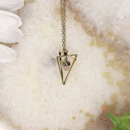 Gold Plated Pyramid Rose Quartz Pendant