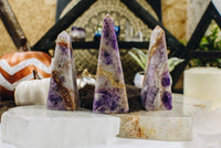 Crystal Amethyst Chevron Obelisks (300–400g)