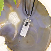 Selenite with Tourmaline Pendant | Selenite Jewelry