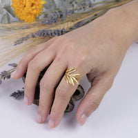 6 - Wispy Leaf Brass Ring