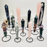 Crystal Wands on Metal Stand - Rose Quartz (400–500g)