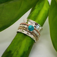 7 - Moonstone Spinner Sterling Silver Ring