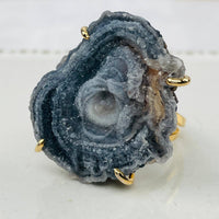 Silver Chalcedony Galaxy Druzy Crystal Ring