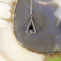 Silver Plated Pyramid Tourmaline Pendant