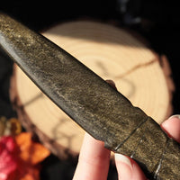 Golden Sheen Obsidian Knife with Spiral Handle