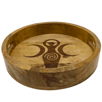 Spiral & Crescent Moons Mango Wood Tray