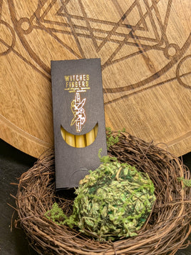 Yellow Witches Finger Beeswax Spell Candles 4"