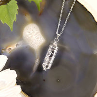 Silver Wrapped Clear Quartz Pendant