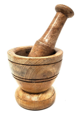 Wooden Mortar & Pestle (3.75"H × 3.5"W)