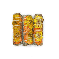 White Sage Smudge Stick, Rose & Cinnamon - Indian Summer (4 in.)