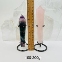 Crystal Wands on Metal Stand - Rose Quartz (400–500g)