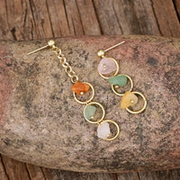 Mismatched Three Stone Drop Earrings