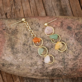Mismatched Three Stone Drop Earrings