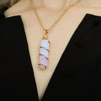 Gold Wrapped Rose Quartz Pendant - Rose Quartz Jewelry