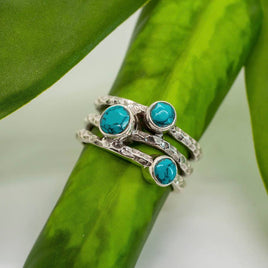 6 - Turqoise Ripple Sterling Silver Ring