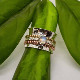 7 - Moonstone Spinner Sterling Silver Ring