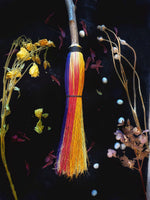 Altar Besom Broom (Short Handle) - Natural / Red / Black, Ash Handle