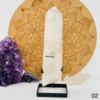 Crystal Quartz Point with Phantoms on Stand (#04)