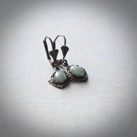 Aventurine Petite Vintage Style Drop Earrings