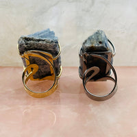 Blue Kyanite Rod Ring - Gold Band