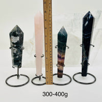 Crystal Wands on Metal Stand - Fluorite (300–400g)
